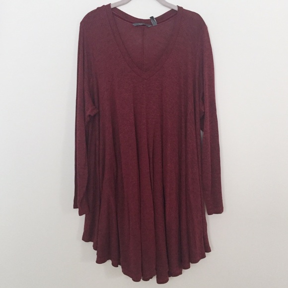 AnyBody Tops - AnyBody Heathered Burgundy Hacci Swing Top
